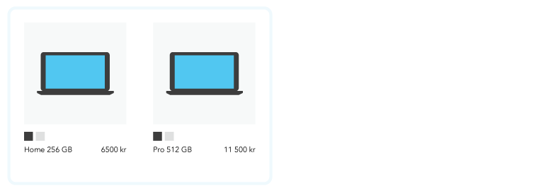 Two product groups with two products each, suppressing duplicates