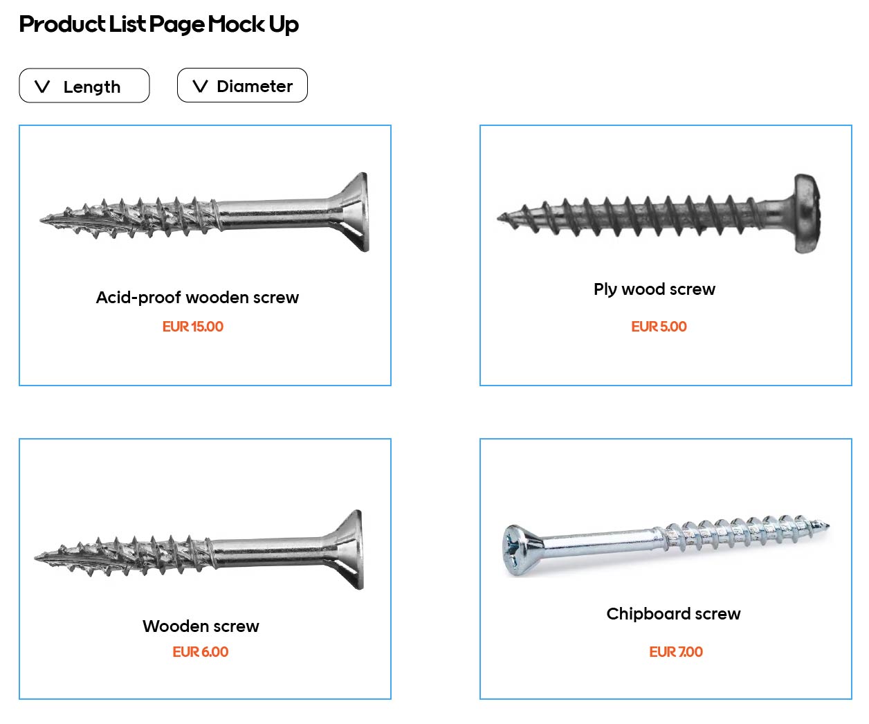 DIY Product List Page Mock up